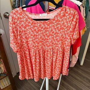 Floral Print Blouse in Vibrant Red